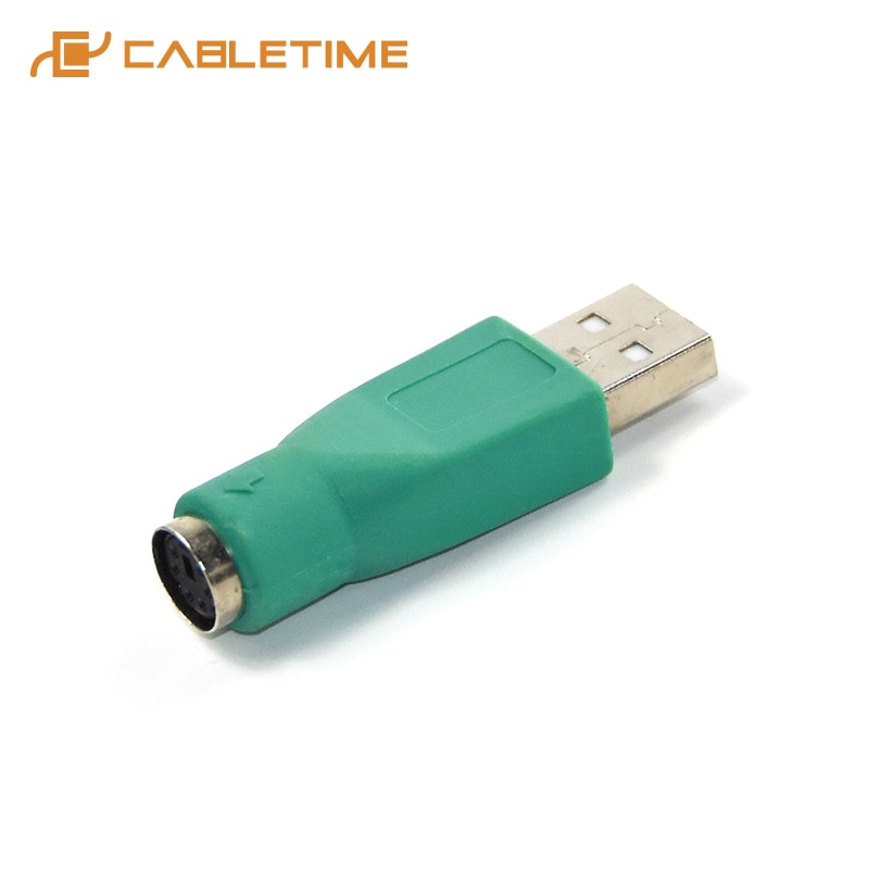 Cabletime Sturen Een Stuks Usb/PS2 USB2.0 A-Type Male Plug Naar 6 Pin Mini Din Jack PS2 socket Voor Usb Toetsenbord Muis Adapter C237