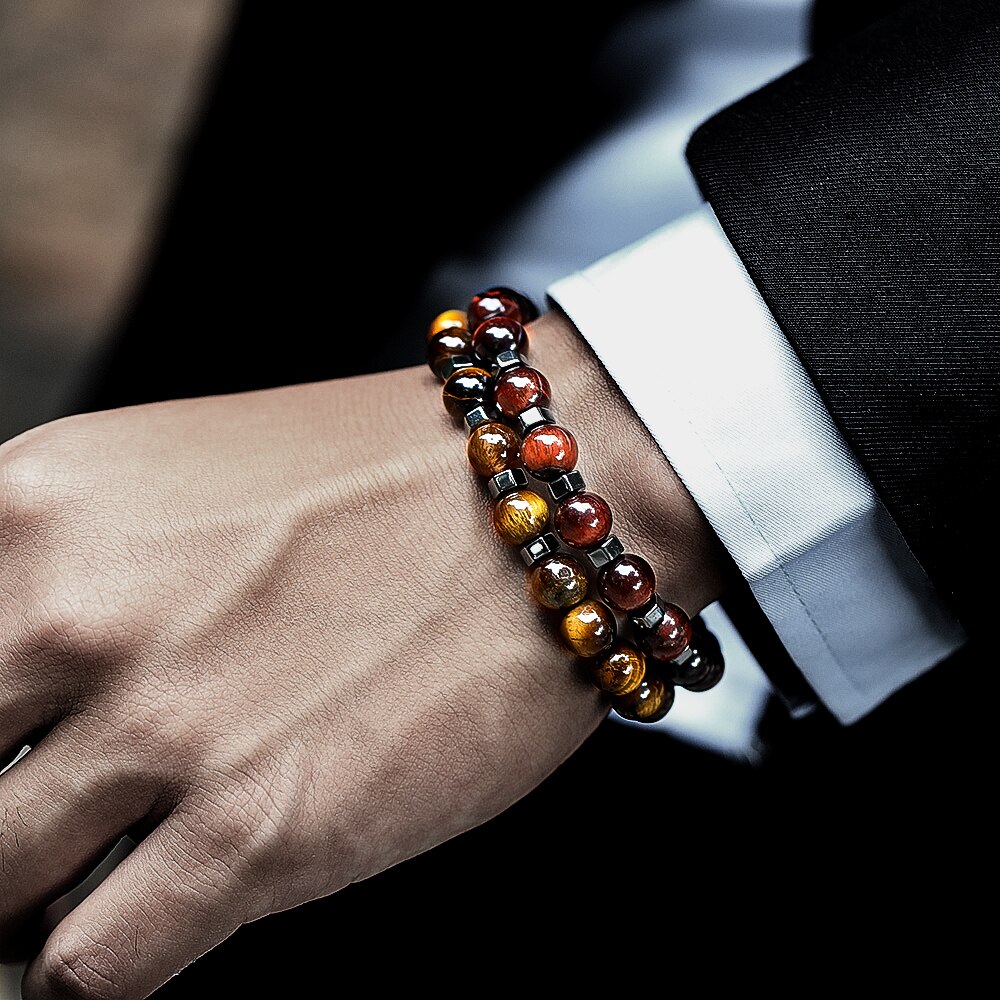 Men Bracelet Classic Tiger Eye Stone Bead Bracelet For Men Anniversary Jewelry Bijoux pour hommes: 1