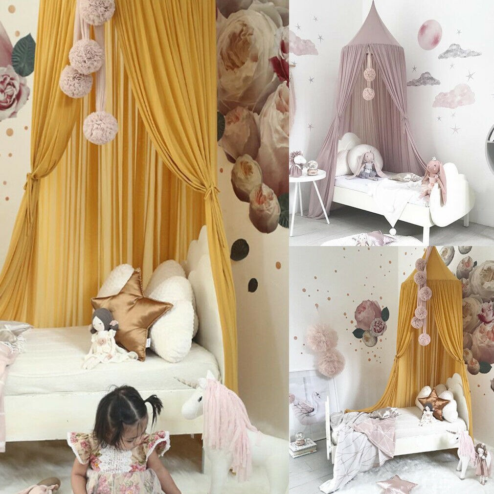 Pudcoco bebê berço rede longo pendurado redonda cúpula dossel cama cortina mosquiteiro para o bebê jogar tenda crianças quarto decoração