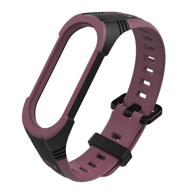 Xiaomi Mi Band 5 4 3 Strap Replacement Wristband Bracelet Silicone Dual Color Watch Band Xiaomi Mi Band Wristband: black wine red
