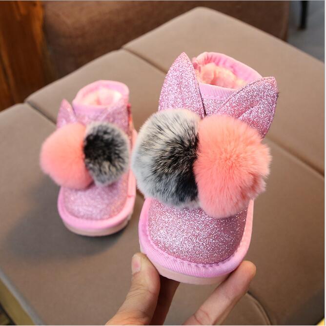 winter baby katoenen schoenen 1-2-3 jaar oude baby peuter schoenen kinderen antislip zachte bodem katoenen schoenen: Roze / 23