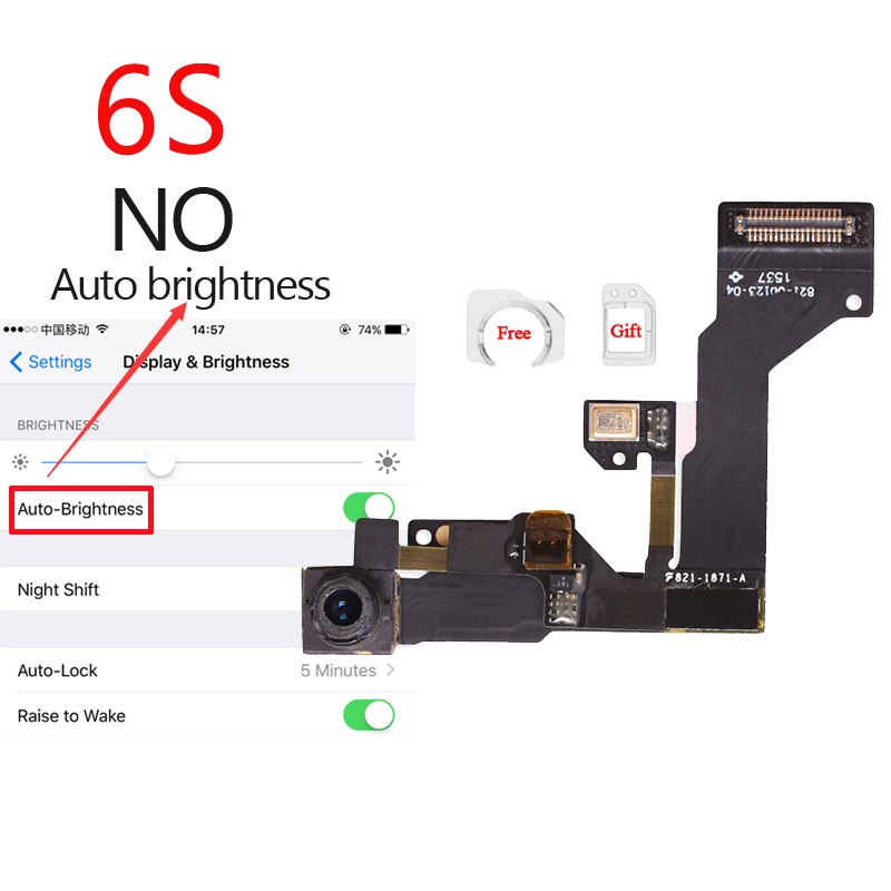 1 stuks NIEUW Front Camera Ring Houder Voor iPhone 5 5 S 5C 6 S 6 Plus Voorkant Camera lens Rechts Proximity Sensor Flex Kabel