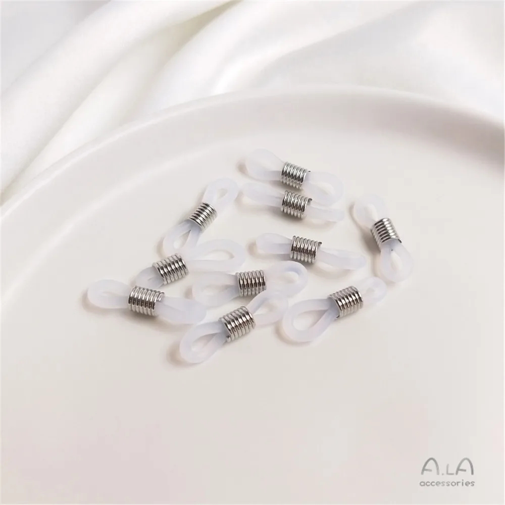 Koper Verguld Antislip Silicagel Ring 8 Knop Handmatige Diy Glazen Ketting Vrouwelijke Hals Touw Ketting Zonnebril accessoires: Imitation Rhodium Plated
