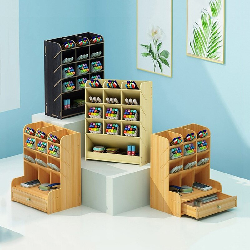 Potlood Organisator Multifunctionele Houten Desktop Pen Houder Kantoor School Briefpapier Opslag Stand Case Bureau Pen