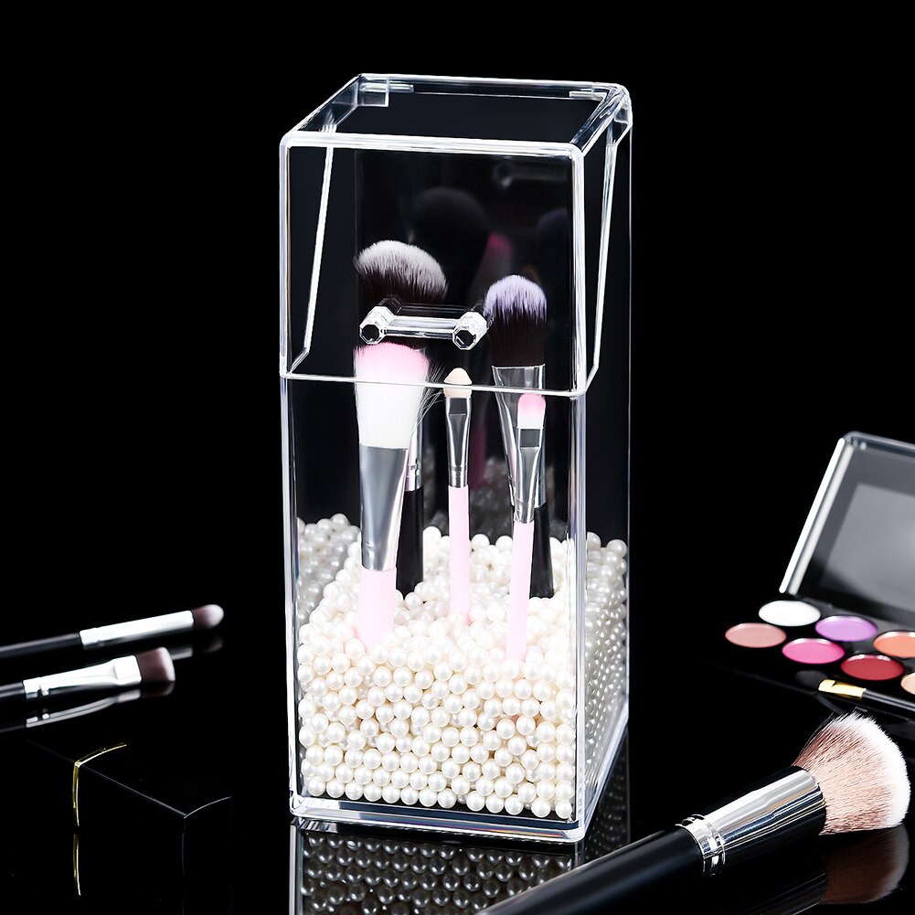 Perleklar akryl kosmetisk organisator makeup børste beholder opbevaringsboks holder læbestift opbevaringsbeholder blyant klar æske