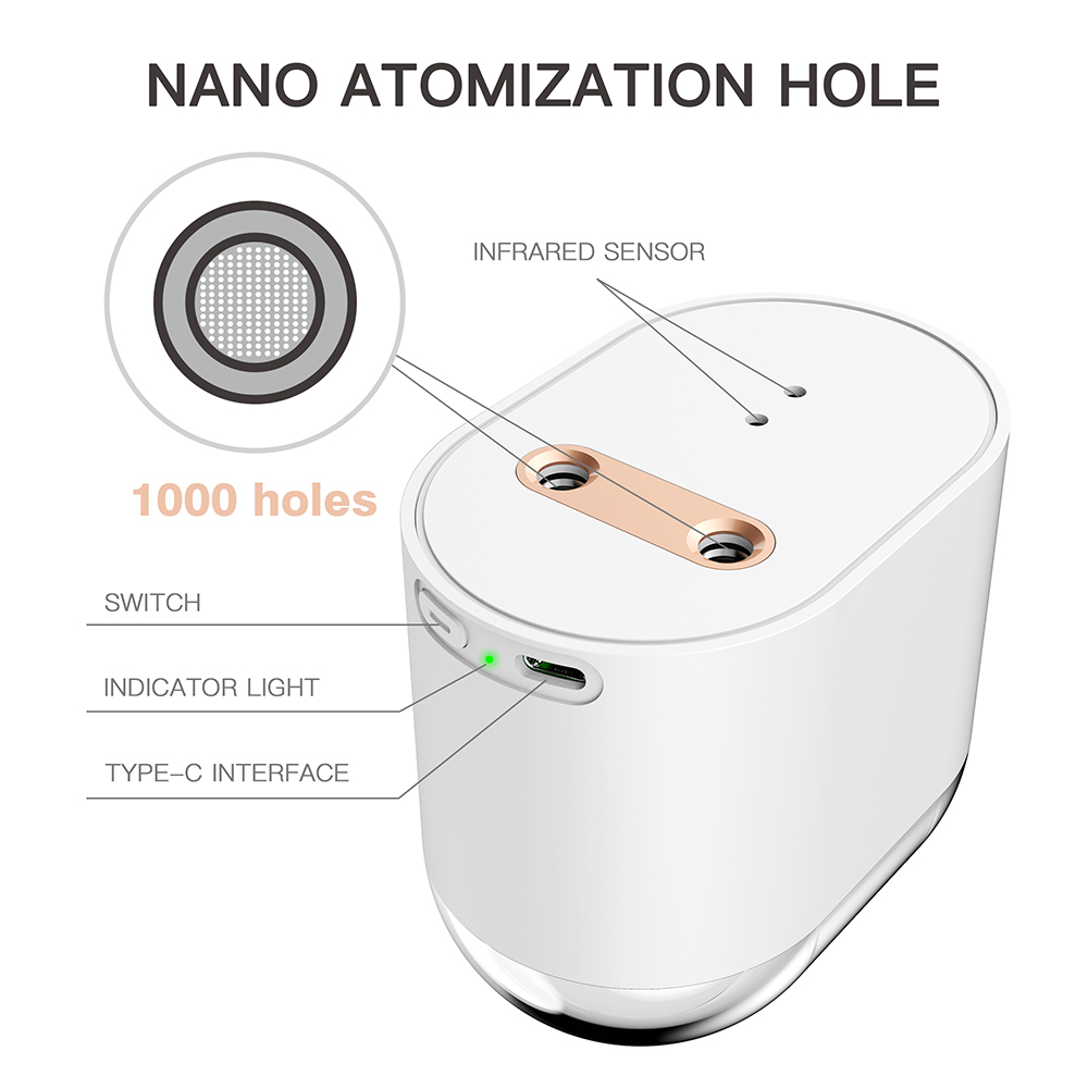 Double Hole Automatic Alcohol Dispenser Touchless Hand Sanitizer Dispenser USB Rechargeable