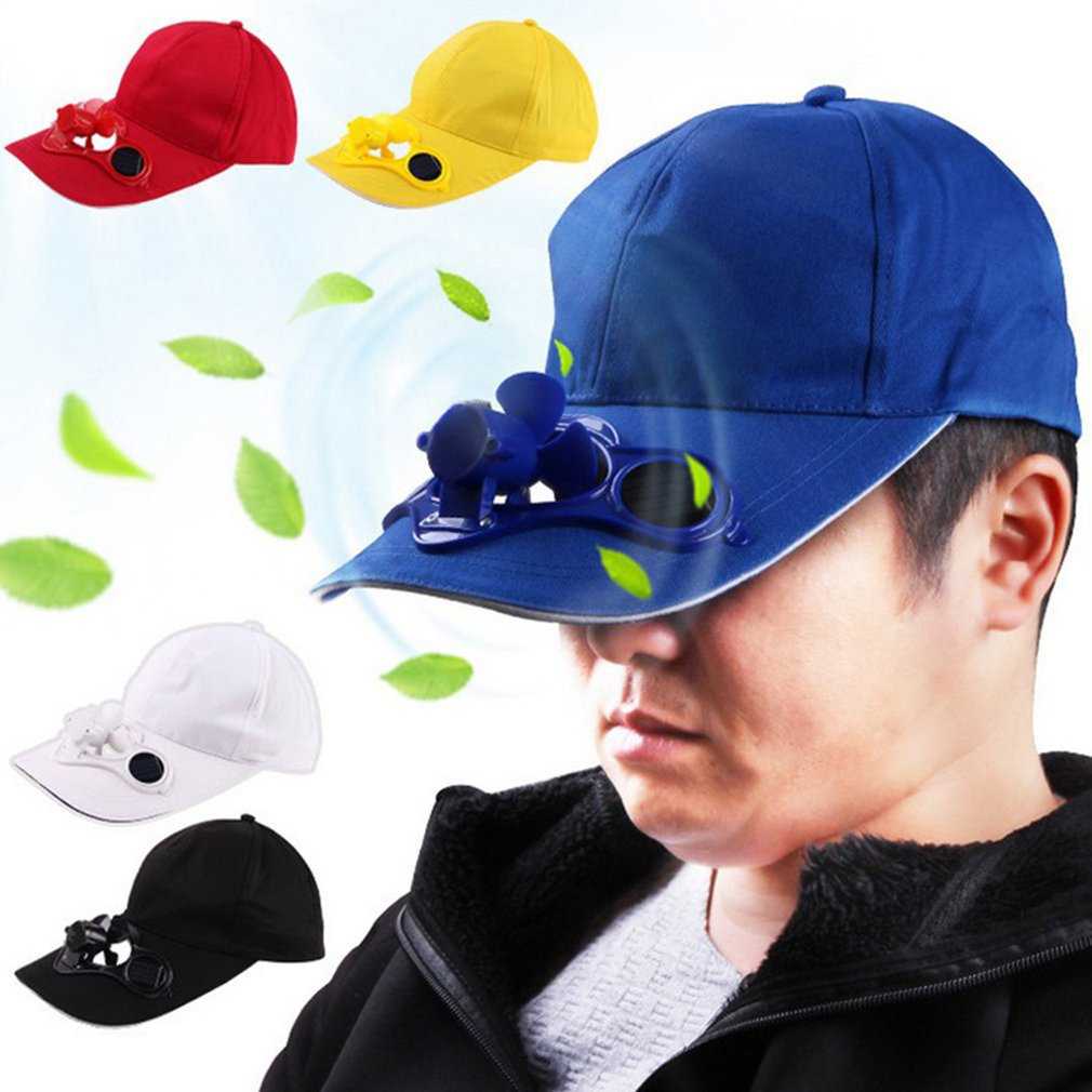 Solar Powered Rechargeable Battery Saving Fan Hat Summer -Fan Cooling Cap with Switch Breathable Thin Fan Hat
