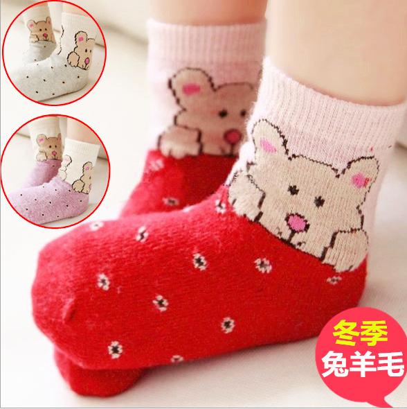 Winter 3-5 years old unisex baby cartoon wool thicken socks boys girls children warm socks 10 pairs/lot mix
