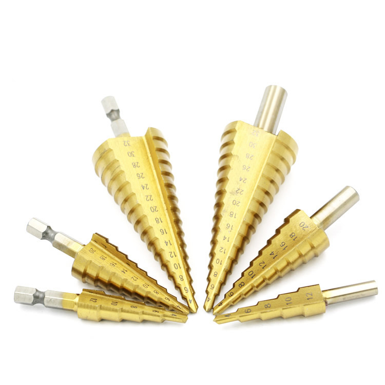 Hss Step Cone Conical Drill Bit Set Hole Milling Cutter Titanium Coating Hexagon/Triangle Shank
