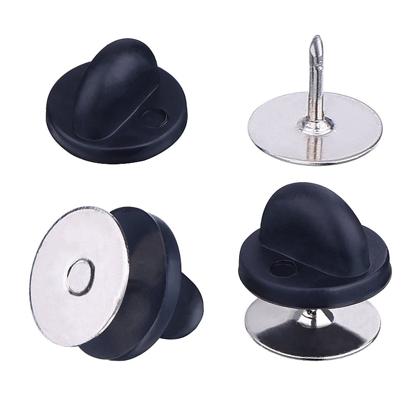 50 stuks/pak Veiligheid Broche Slot Metalen Rubber Kleurrijke Pins Terug Knop Gesp Sluitingen voor pin Broche base Sieraden Accessoires