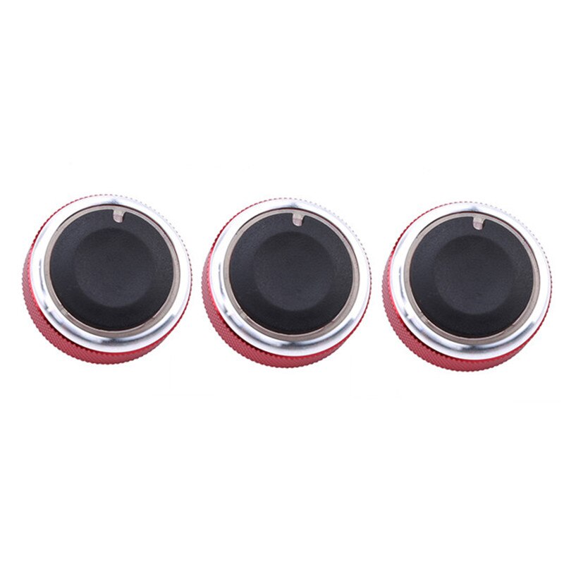 3pcs/Set 4 Colors Car AC Knob Aluminum Alloy Air Conditioning Heat Control Switch Accessories: Red