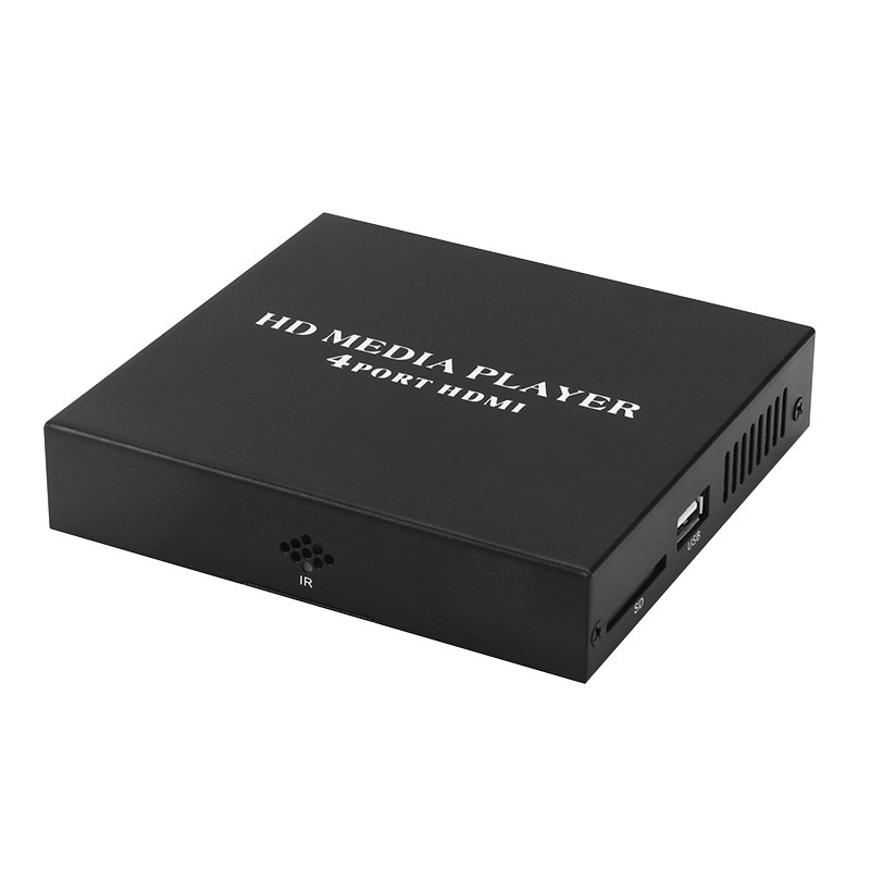 Reproductor Multimedia HD de 4 canales para TV compatible con ranura SD USB, reproductor HDD de reproducción en bucle automático con enchufe europeo: Default Title