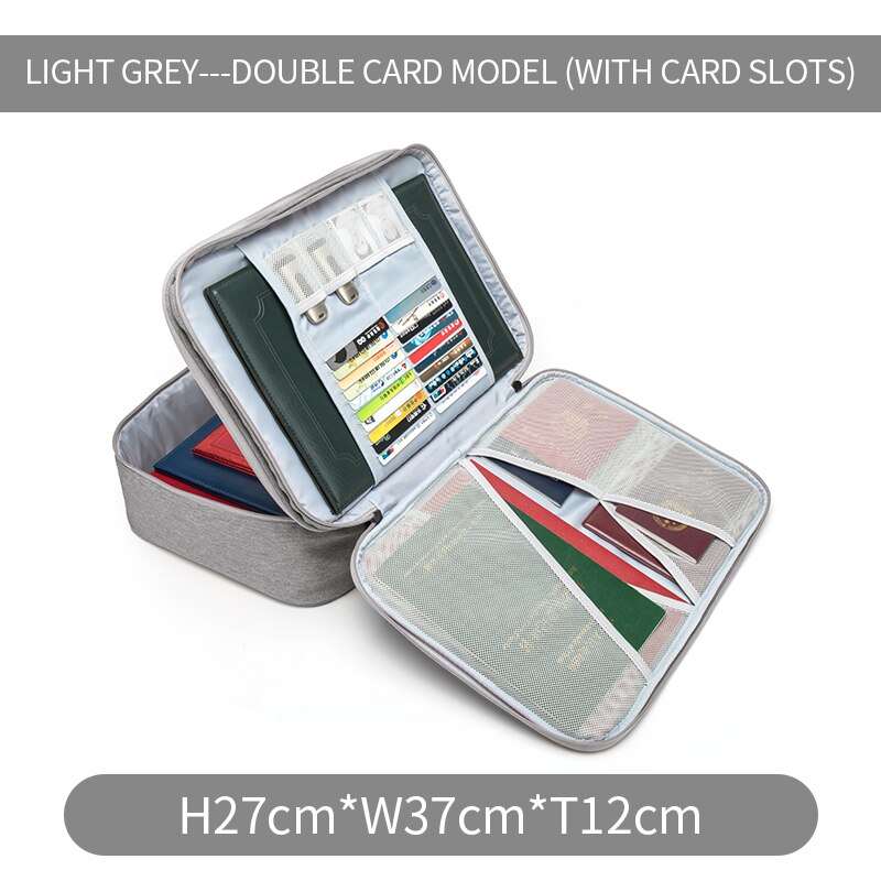 Porte-documents multicouches, sac de rangement multifonctionnel pour documents, organisateur de certificat, étui pour passeport de voyage à domicile avec serrure: Grey regular