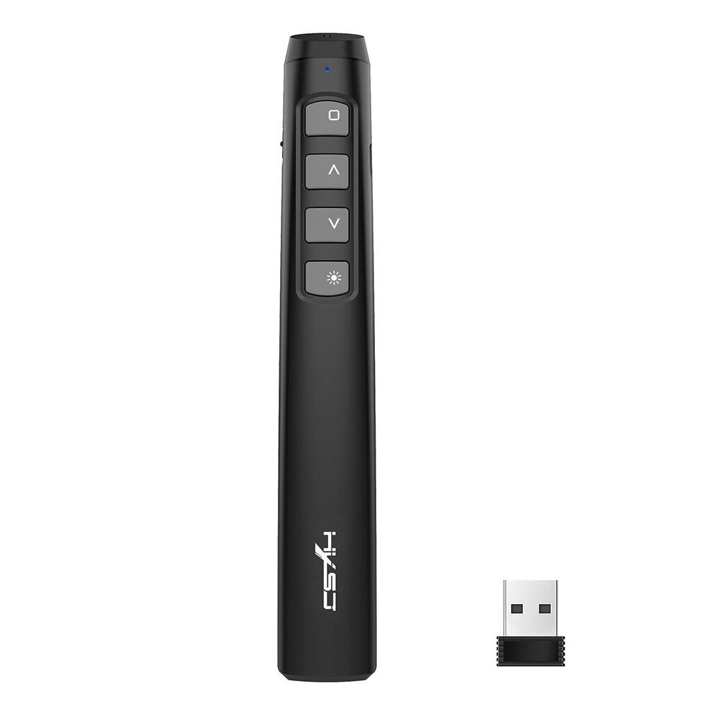 HXSJ HX1 2.4GHz Wireless Remote Control PPT Flip Pen Red Light Rechargeable Powerpoint Presentation Pointer Clicker: Black