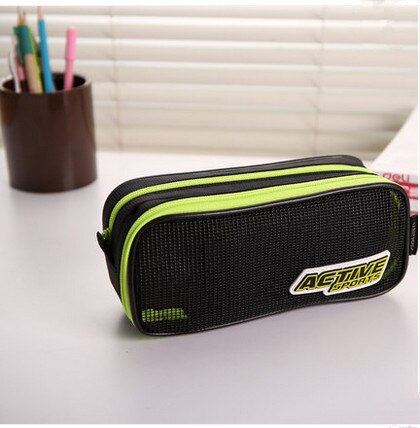 School etui voor student 2 layer mesh briefpapier school tools kinderen jongen potlood doos grote pencilcase schoolbenodigdheden: Default Title