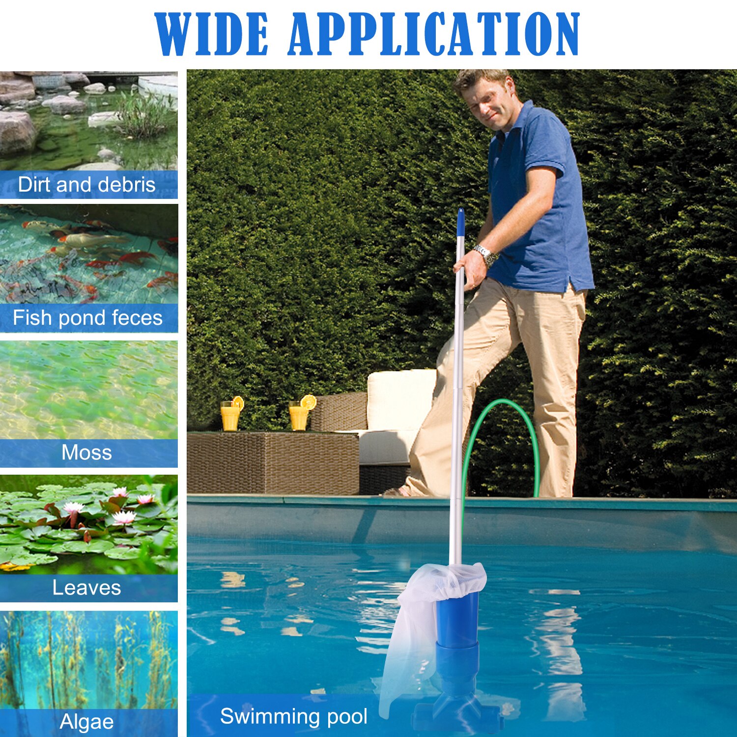 Mini Portable Swimming Pool Vacuum Cleaner for Limpiafondos Piscina Accessories with 5 Section Pole Ground Pool Spas Ponds