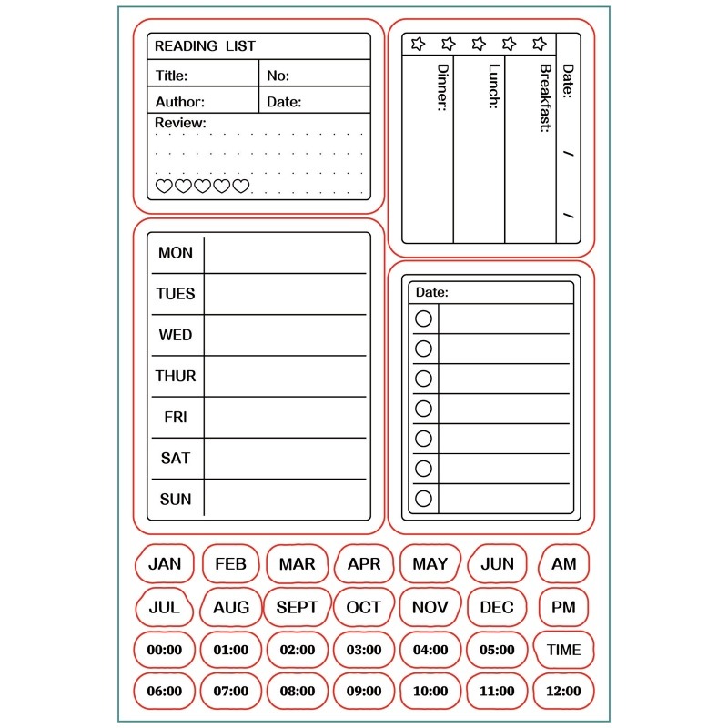 1 vel kalender planner siliconen duidelijke stempels maand week datum tijd transparante stempels voor het maken van kaarten DIY 6,3 x 4,3 inch: Light Grey