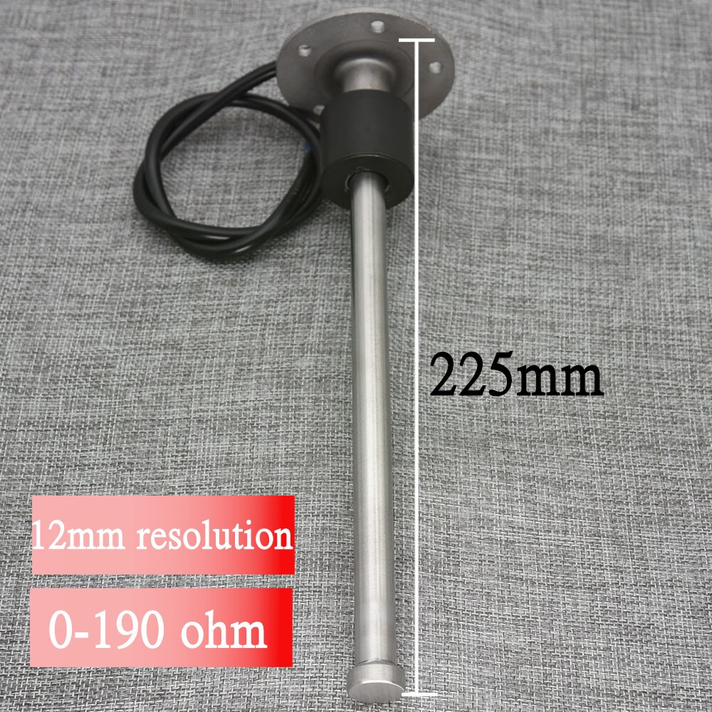 12mm Resolution High Precision 600mm 500mm 300mm 200mm 150mm Water Level Sensor Fuel Sender Unit For fuel gauge water tank: 225mm 0-190ohm