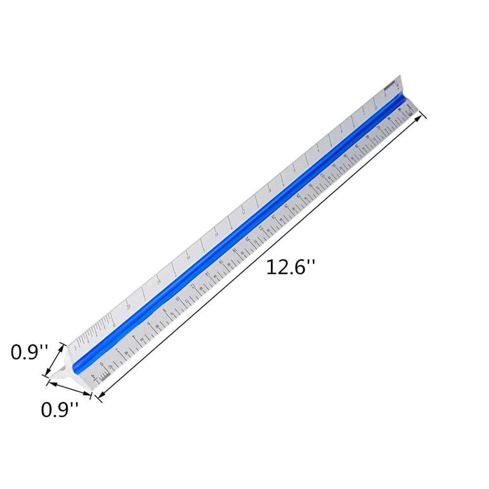 12 Inch Triangular Architect Scale Aluminum Architectural Triangle Ruler for Blueprint Drafting