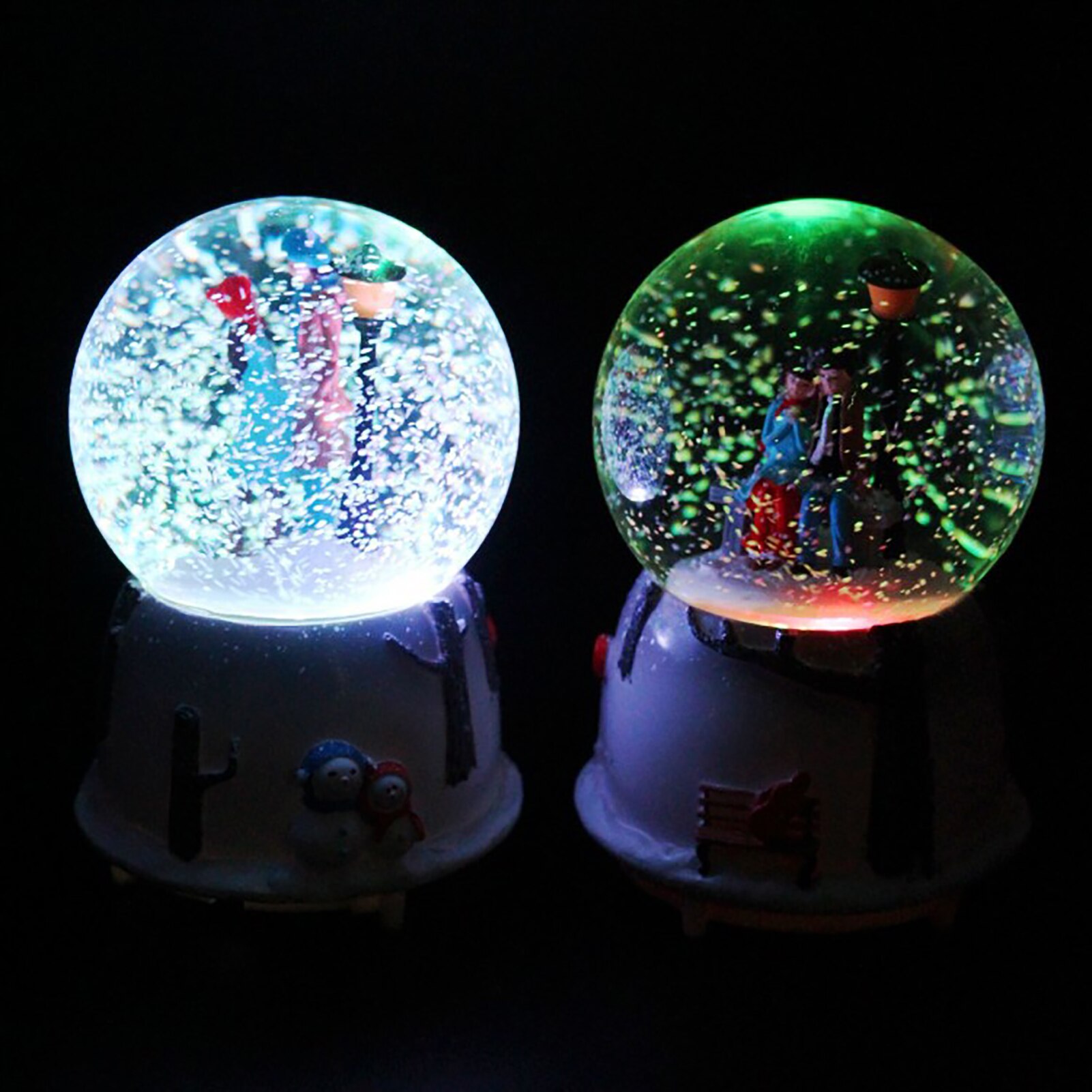 Crystal Ball Romantic Music Box Couple With Light Music Snowflake Rotate Birthday Valentines Day Wedding