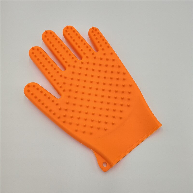 1 unidad de guantes de silicona para mascotas de doble cara guantes de limpieza de baño para perros masaje peine de pelo para belleza cepillo para quitar el pelo guante de cepillo de baño: Orange 1 piece