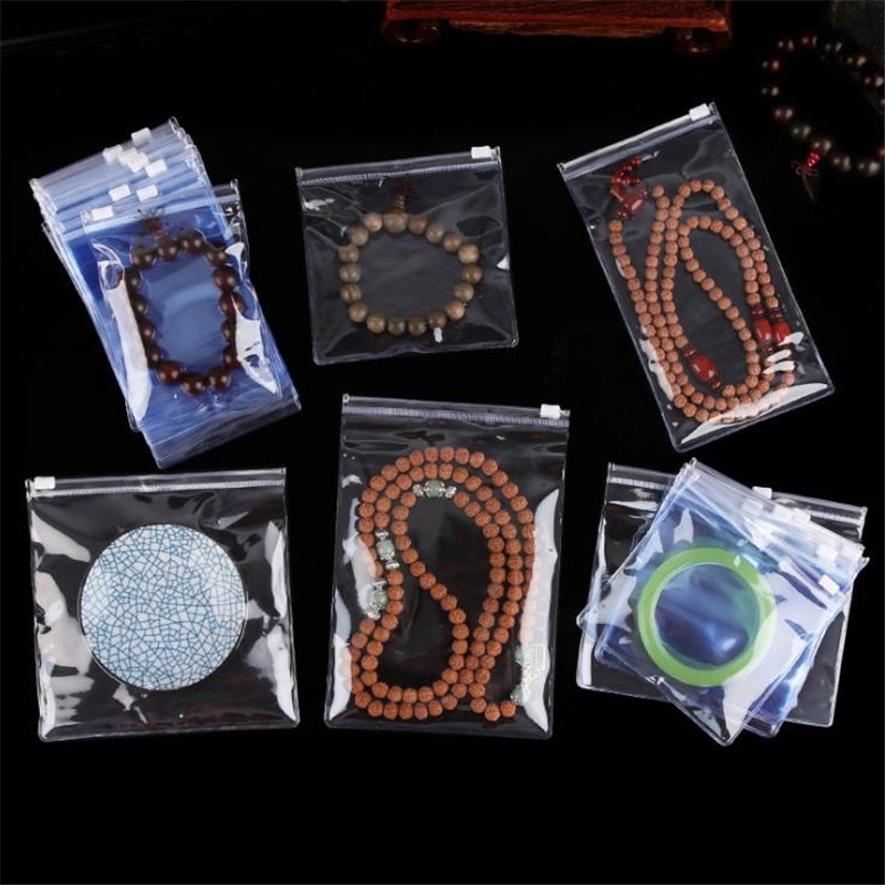 Sac en plastique souple épais clair sac à fermeture éclair en PVC scellé Anti-oxydation bijoux sac de rangement Souvenir emballage universel 10 pièces/lot