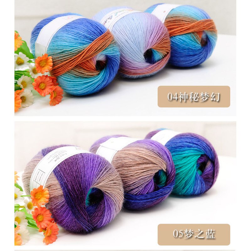 Regnbue 100g bolde garn baby strikning super blød uld tråd chunky strikket håndværk bulky hånd sweater hæklet