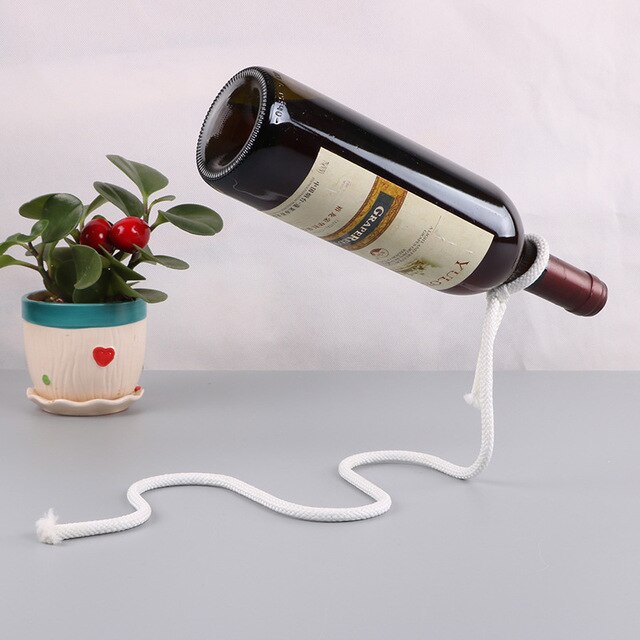 Magische hangende ijzeren ketting wijnrekken één fles wijn display rekken standhouder keuken eetkamer kelder bar decoratie: 1pc witte