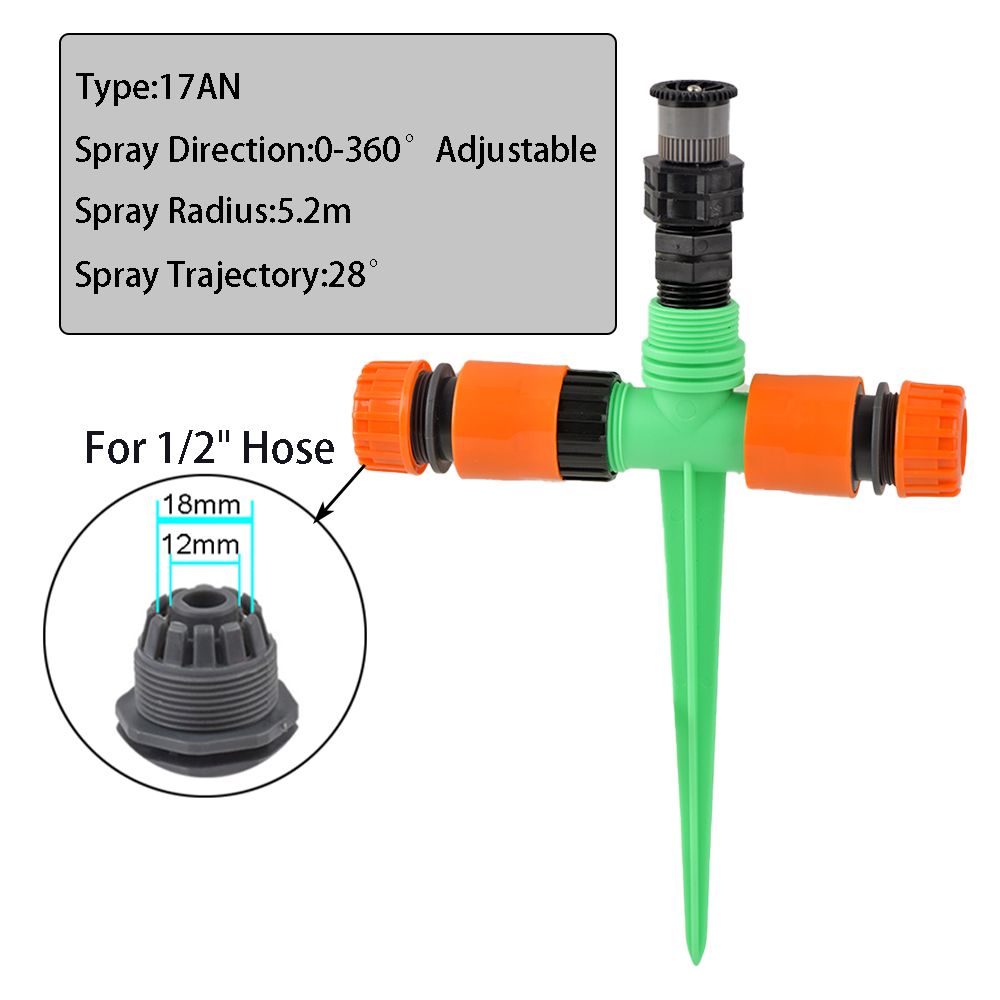 Tuinsproeier 0-360 ° Rotatie Irrigatie Bewateringssysteem Automatische Landbouw Gazon Boerderij Kas Plant Met Plastic Houder: Blauw