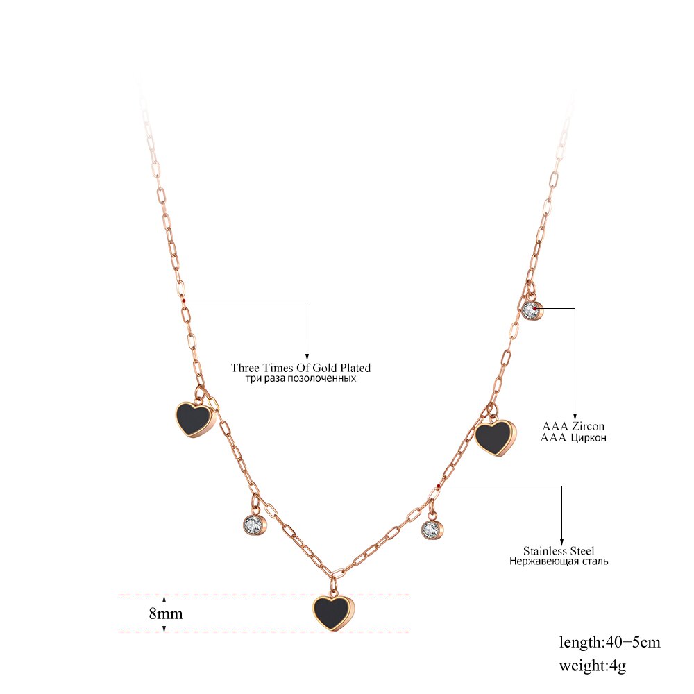 Lokaer Original CZ Crystal Heart Charm Pendant Necklace For Women Stainless Steel Bohemia Acrylic & Shell Choker Necklace N20144