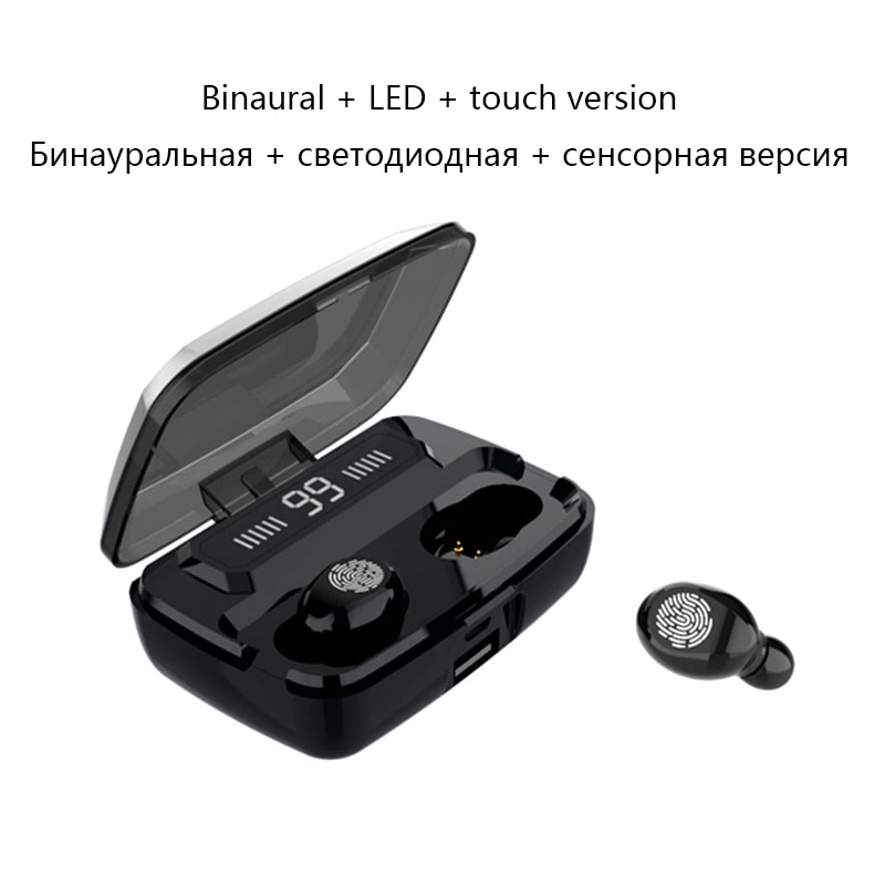 LED Bluetooth Earphone 9D Stereo Wireless Earbuds Mini Wireless Earphone Headset with 2000mAh Power Bank Earphone Headphone: Default Title