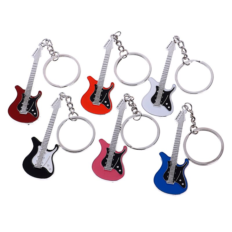 1Pcs Guitar Key Chain Set Metal Electric Guitar Mini Keychain Key Chain Key Ring