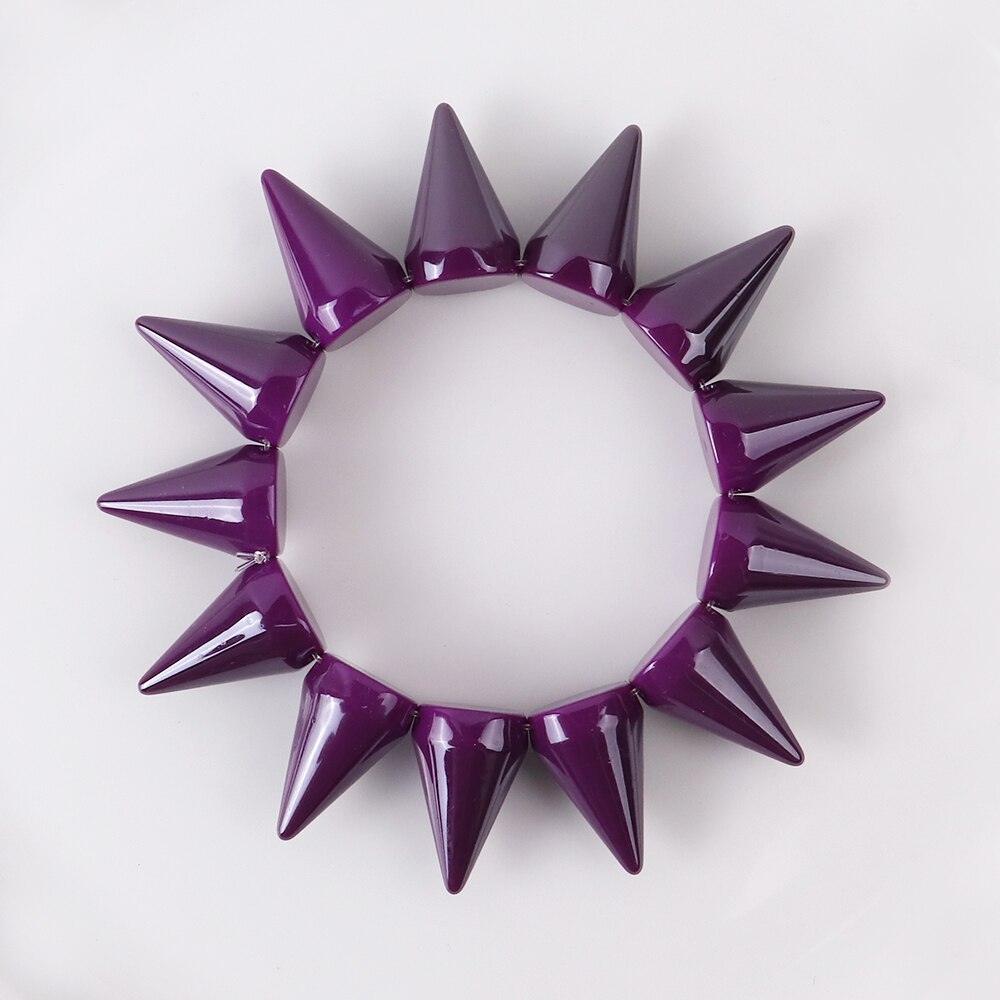 FishSheep Acryl Spike Armbanden Bnagles Rock Punk Plastic Elastische Klinknagels Studs Armbanden &amp; Bangles Voor Vrouwen Polsband Bijoux: Purple Color