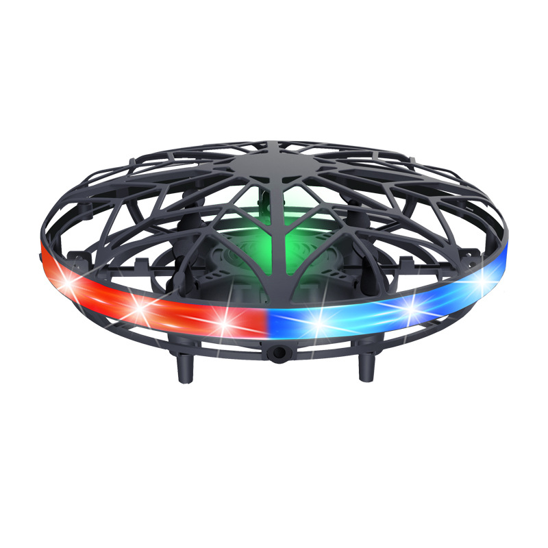 Vliegende Vliegtuig Ball Spinner Speelgoed Meisjes Hand Controlled Drone Helicopter 360 ° Roterende Mini Ufo Met Licht Kinderen Verjaardagscadeautjes: black