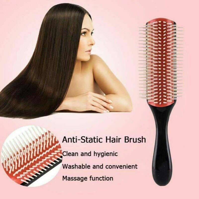 Peine de 9 y 5 filas para desenredar el cabello, cepillo de cola de rata, peinado, pelo mojado y rizado liso, cepillo de masaje para el cuero cabelludo para mujer