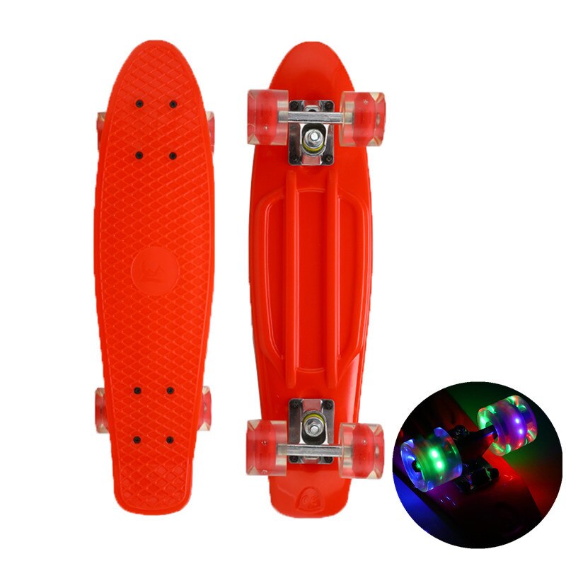 22 tuuman rullalauta vilkkuva valo mini cruiser rullalauta muovinen longboard banaani kalalauta katu ulkourheilu tytölle pojalle