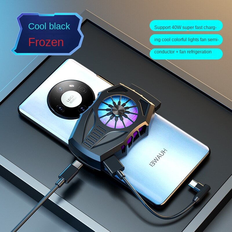 High Power Semiconductor Mobile Phone Cooler Support 40W Fast Charge Cooling Clip Game Air-cooled Cooler for Cell Phone: Semiconductor Black