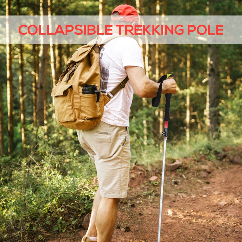 Portable Collapsible Walking Stick Carbon Fiber Trekking Pole Quick Lock Compact Folding Tourism Trail Running Lightweight Canes