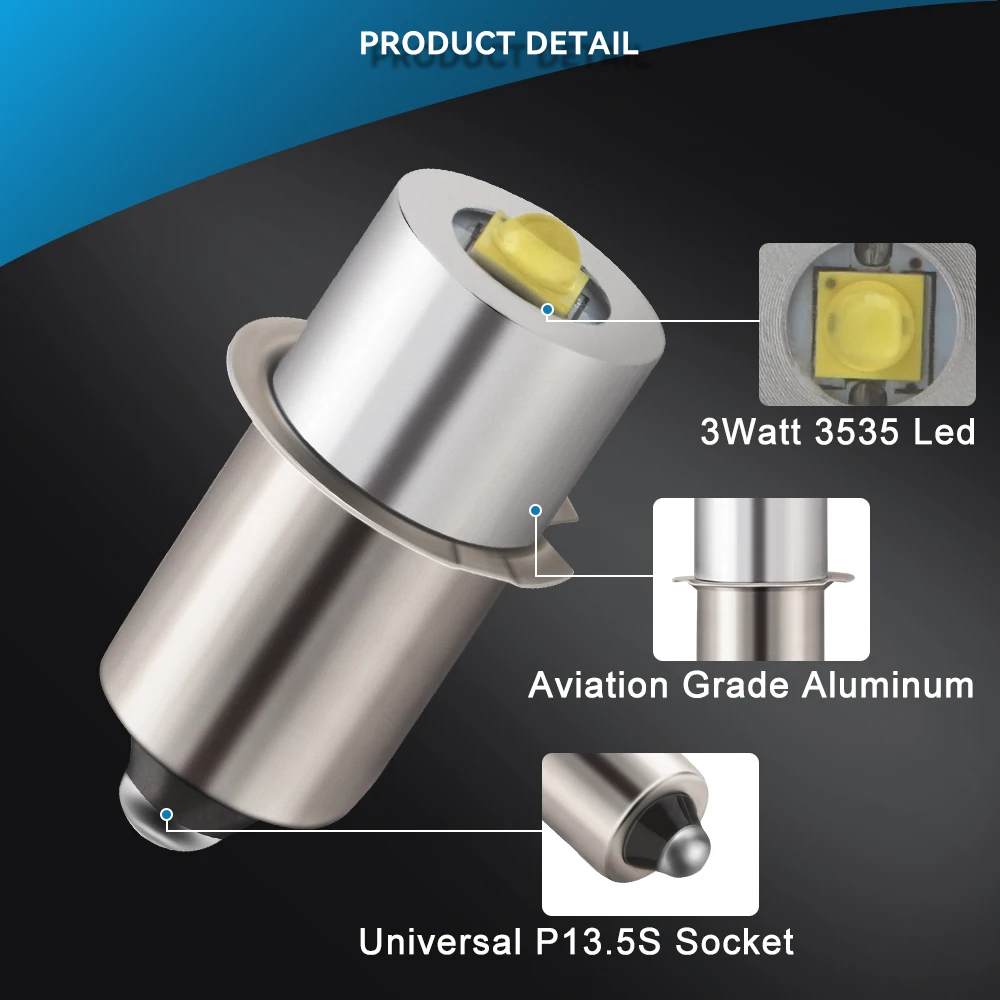 3W P 13.5S Mag Led Lamp 3-16 C & D Cellen Maglite Zaklamp Led Converter Magliet Gloeilampen 6V 12V 18V 24V Zaklamp Signaallamp