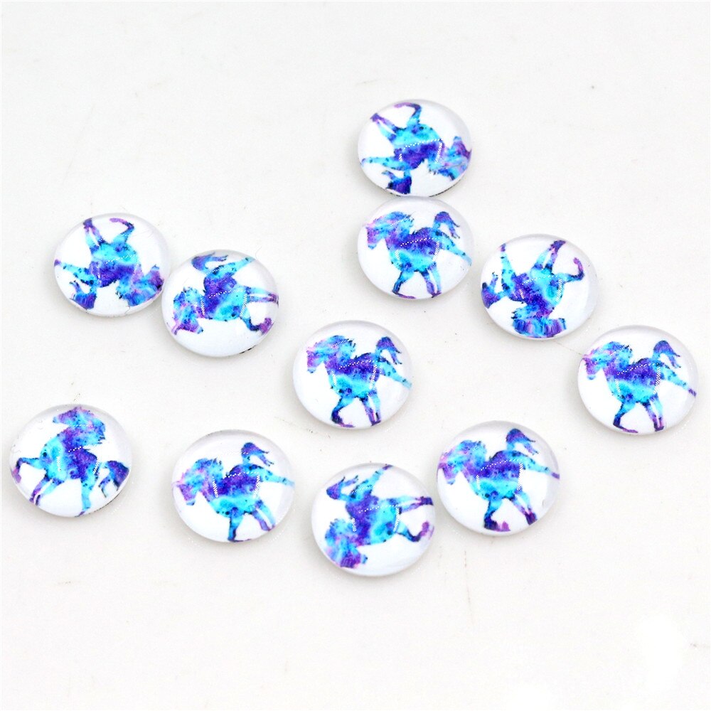 50pcs 8mm 10mm Horse Handmade Glass Cabochons Pattern Domed Jewelry Accessories Supplies: 1 / 8mm