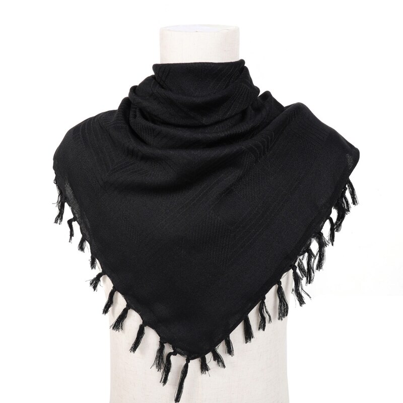 Shemagh-bufandas con flecos árabes, de mezcla de algodón, a prueba de viento, para la cabeza y el cuello, con borla, para acampar al aire libre en el desierto,