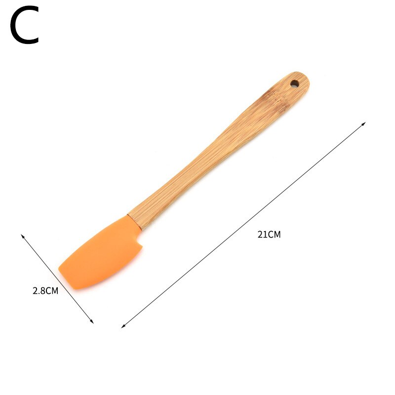 Farverige silikone spatel træ håndtag køkkenudstyr nonstick høj temperatur silikone spatel køkkenredskaber gadget: C
