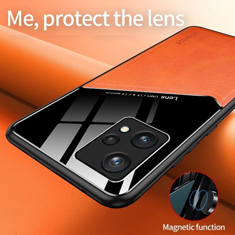 Realme9Pro+ Case Leather Car Magnetic Holder Phone Covers For OPPO Realme 9i 9 Pro Plus Pro+ 5G TPU Soft Frame Shockproof Coque