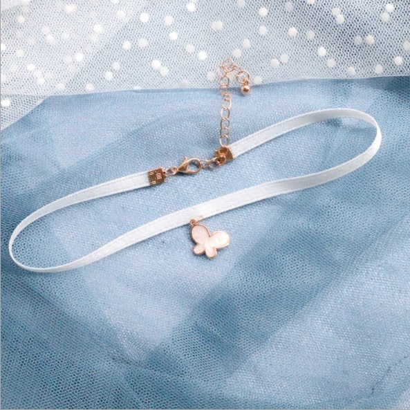 Sommer hjerte blonde choker halskæde hvidt bånd kort kraveben krave til kvinde smykker japan og korea stil