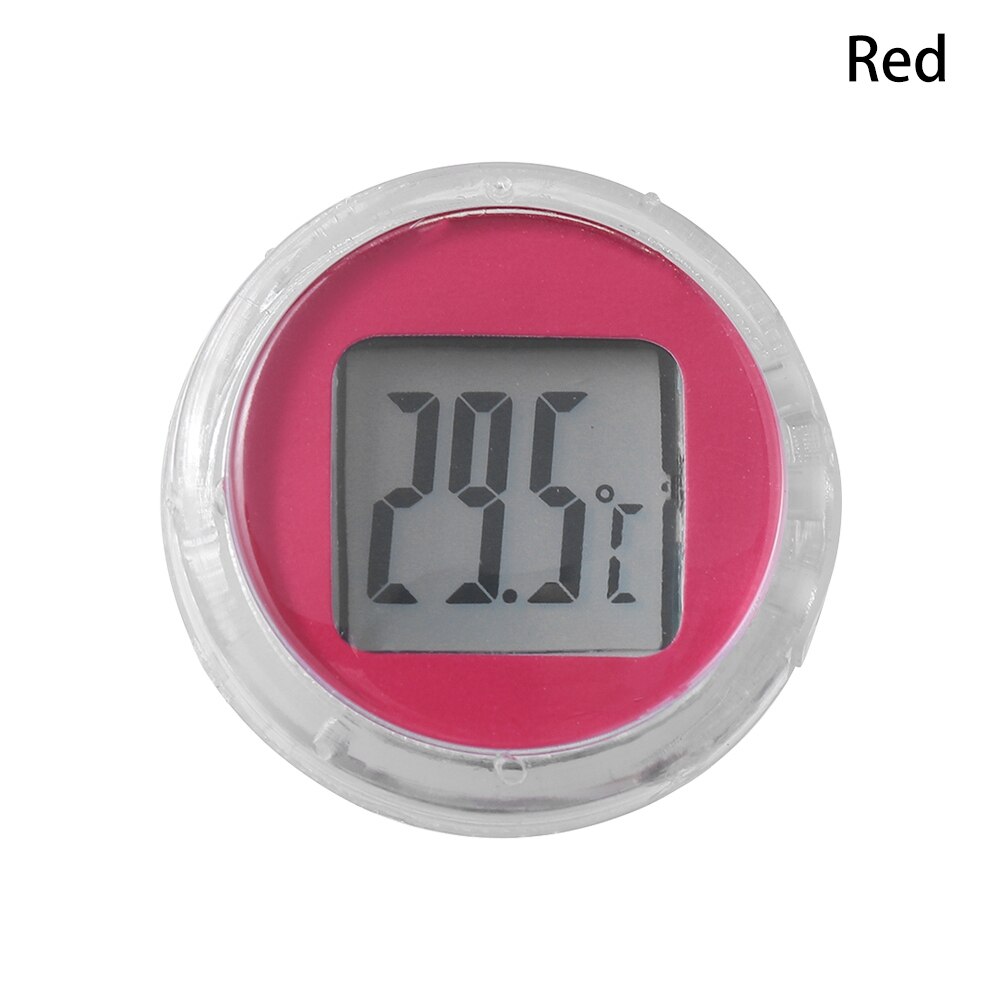 1pc mini vandtæt motorcykel digitalt termometer vandtæt ur bilinteriørure instrumenter motorcykeltilbehør: Rød