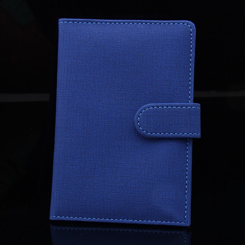 Vrouwen pu leren paspoorthoes unisex hoes op het paspoort met sluiting effen kleur paspoorthoes reisdocumenten kaarthouder: Donkerblauw