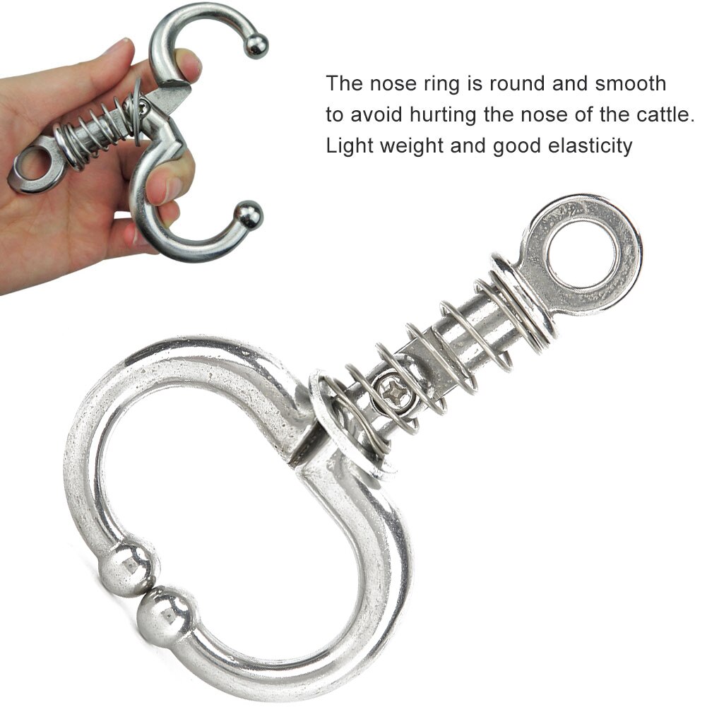 Livestock Cattle Stainless steel Bull Spring Nose Clamp Cow Nose Plier Farm Animal Cattle Horse Feeding Equipment