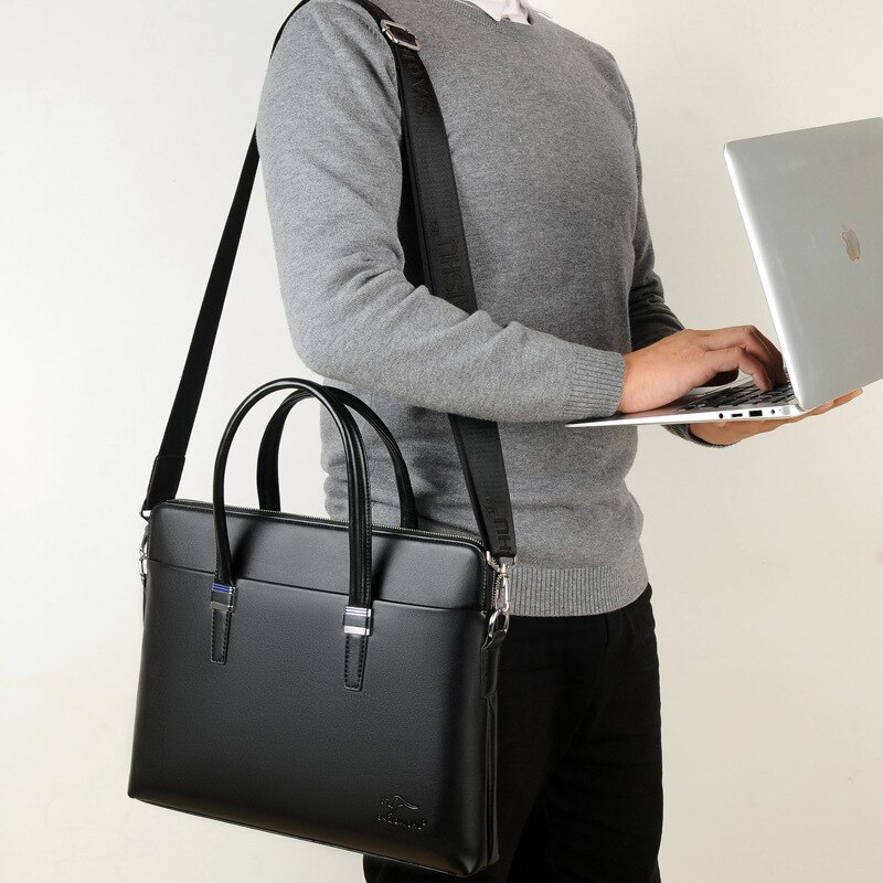 Men's PU Leather Briefcase - Business Shoulder Bag for Documents & Laptop