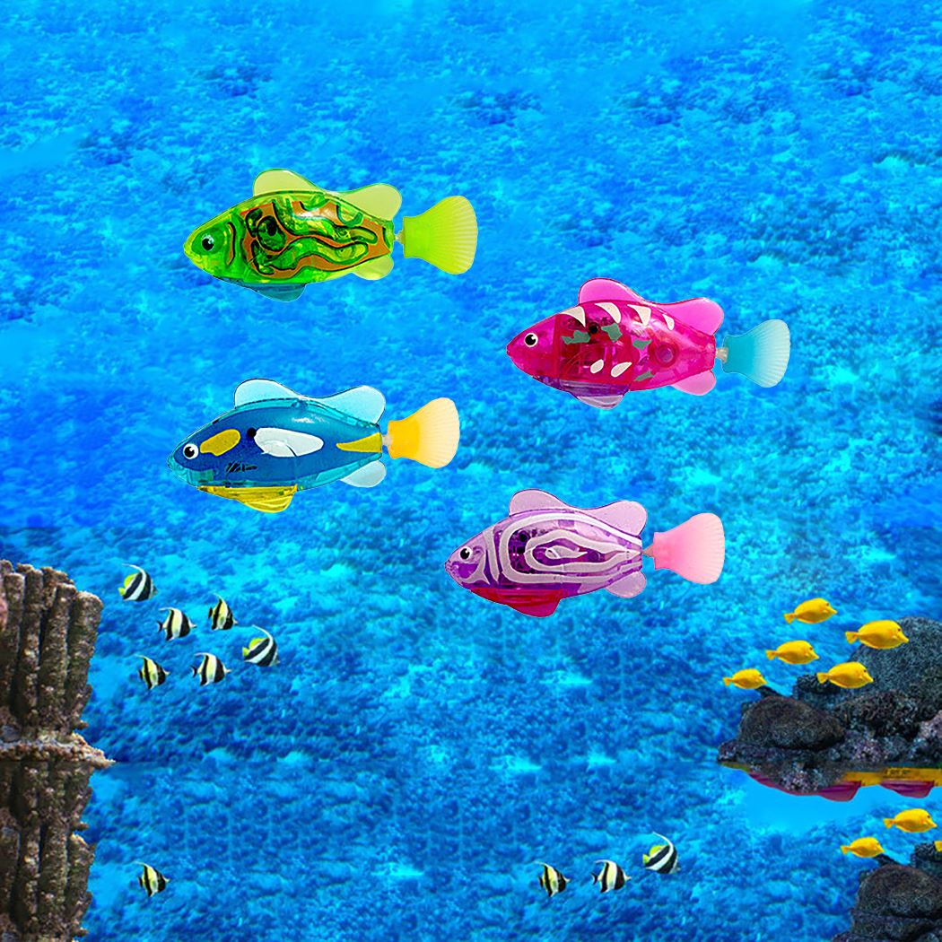 Juguete de peces y gatos para nadar, alimentados por batería, LED activado, pez, Gato de juguete, juguetes de peces con destornillador de maleza acuática para gatos