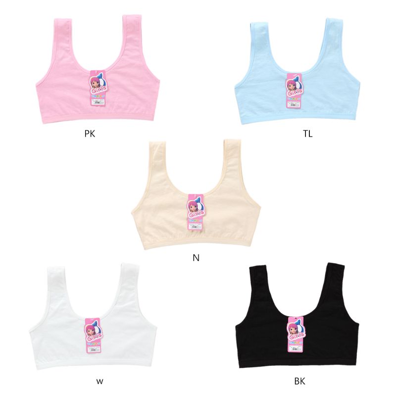 Teenage Puberty Girls Sport Training Bra Sweet Solid Candy Color Double Layer Breathable Kids Cotton Underwear Wireless Bralette